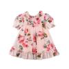 Schattige Baby Meisjes Jurk Bloem Pofmouwen A-lijn Jurk Voor Baby Meisjes Vakantie Feest Baby Meisjes Kleding