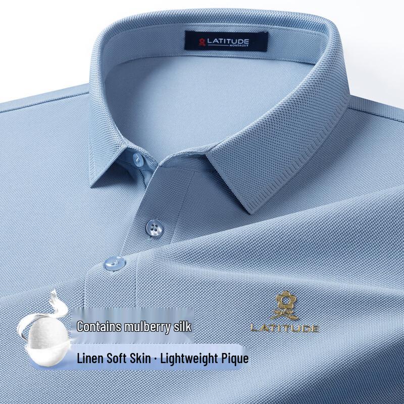 MONTAGUT Men s Cotton Linen Silk Blend Polo Shirt 52