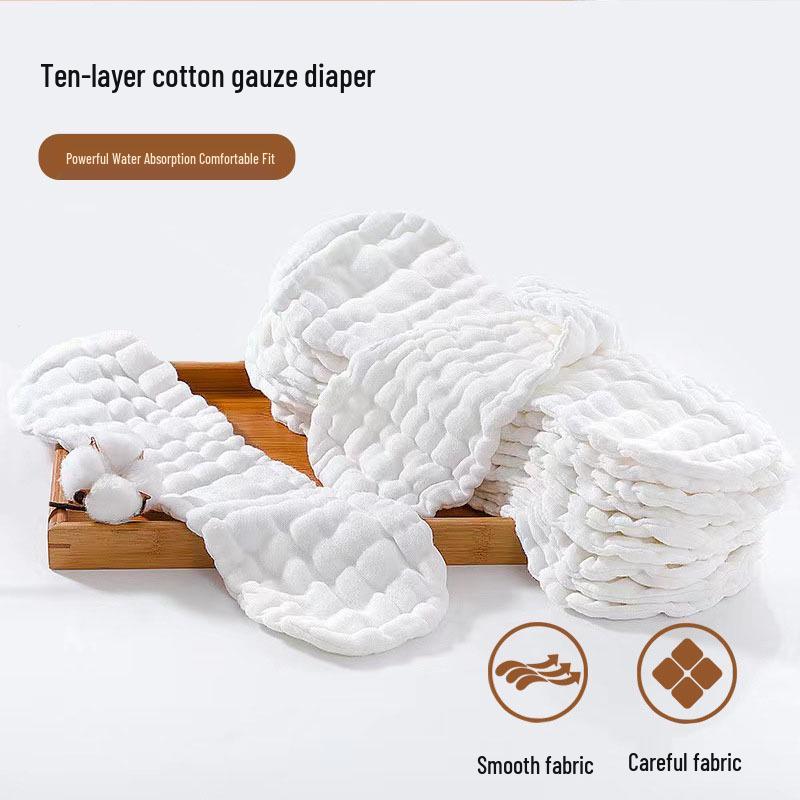 

Муслиновый подгузник для новорожденного в форме арахиса: Мягкая, Впитывающая, Дышащая Десятислойная Хлопковая Марля. 35x15 cm белый