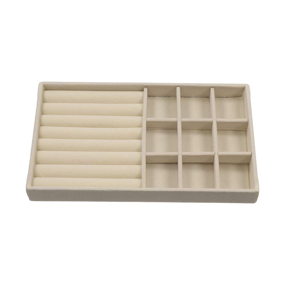 Wooden Rings Earrings Organizer Flannelette Bracelets Velvet Jewelry Tray Large Capacity Packing Jewelry Display Holder Strings