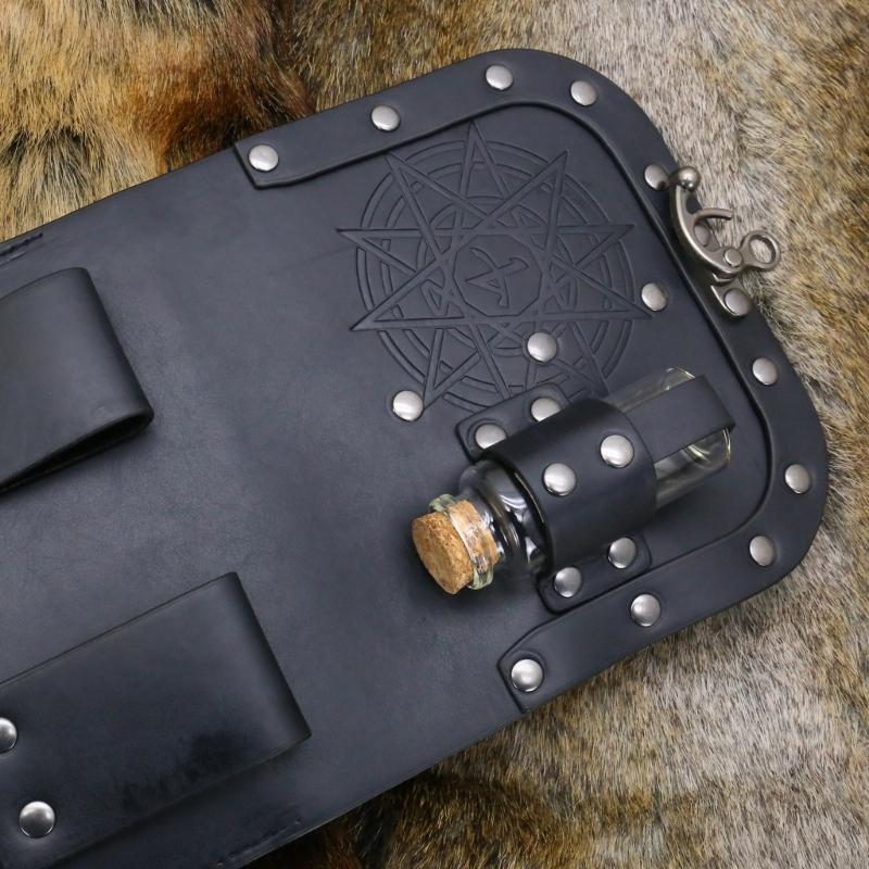 Set of 2pcs Medieval Style Alchemist Bottle Waist Pouch Belt Set For Role Playing Costume Accessories PU Leather