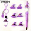 Halloween Themed 3D Silicone Beads Purple Mystery Magic Witch Hat Beads Making Supplies for Keychain DIY Packaging Decorations Pen Bead Crafts