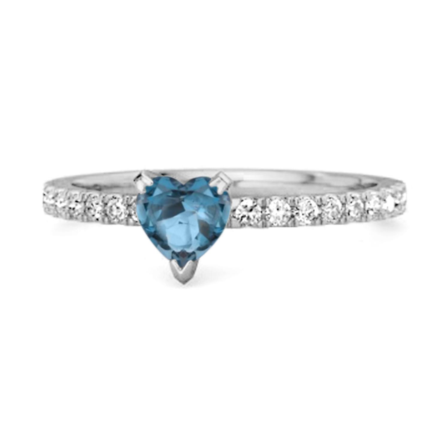 London Blue Topaz Pave Band Ring - 925 Sterling SIlver 8