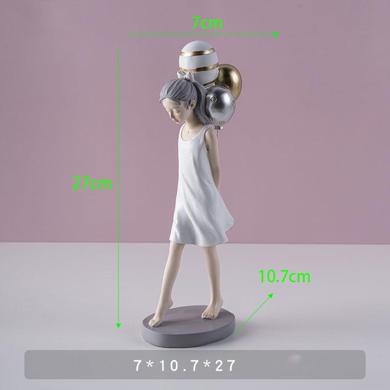 Nowoczesna żywica słodka dziewczyna balonowa statua akcesoria dom salon figurki pulpit dekoracja regał szafka rzeźba rzemiosło