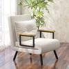 Relaxation chair in Scandi design, reclining chair, reading chair. Incl. cushion with button tufting, cream white