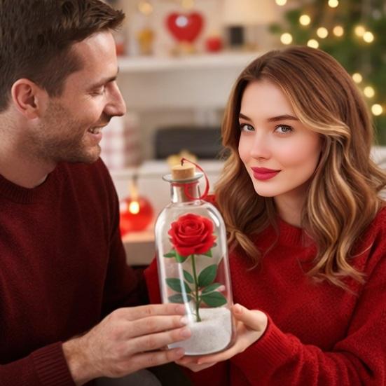 1/2/3 Bucăți Ornament Trandafir cu Voce Înregistrabilă cu Redare Dop Sticlă Transparentă Sticlă Mesaj Vocal cu Trandafir în Interior Decorațiune Festival Suvenir de Sărbătoare Cadou