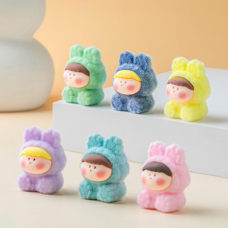 Mini Dora Blind Box Flocking Capybara Doll Model Cute Cartoon Figures Desktop Ornaments Creative Christmas Gift Party Favors