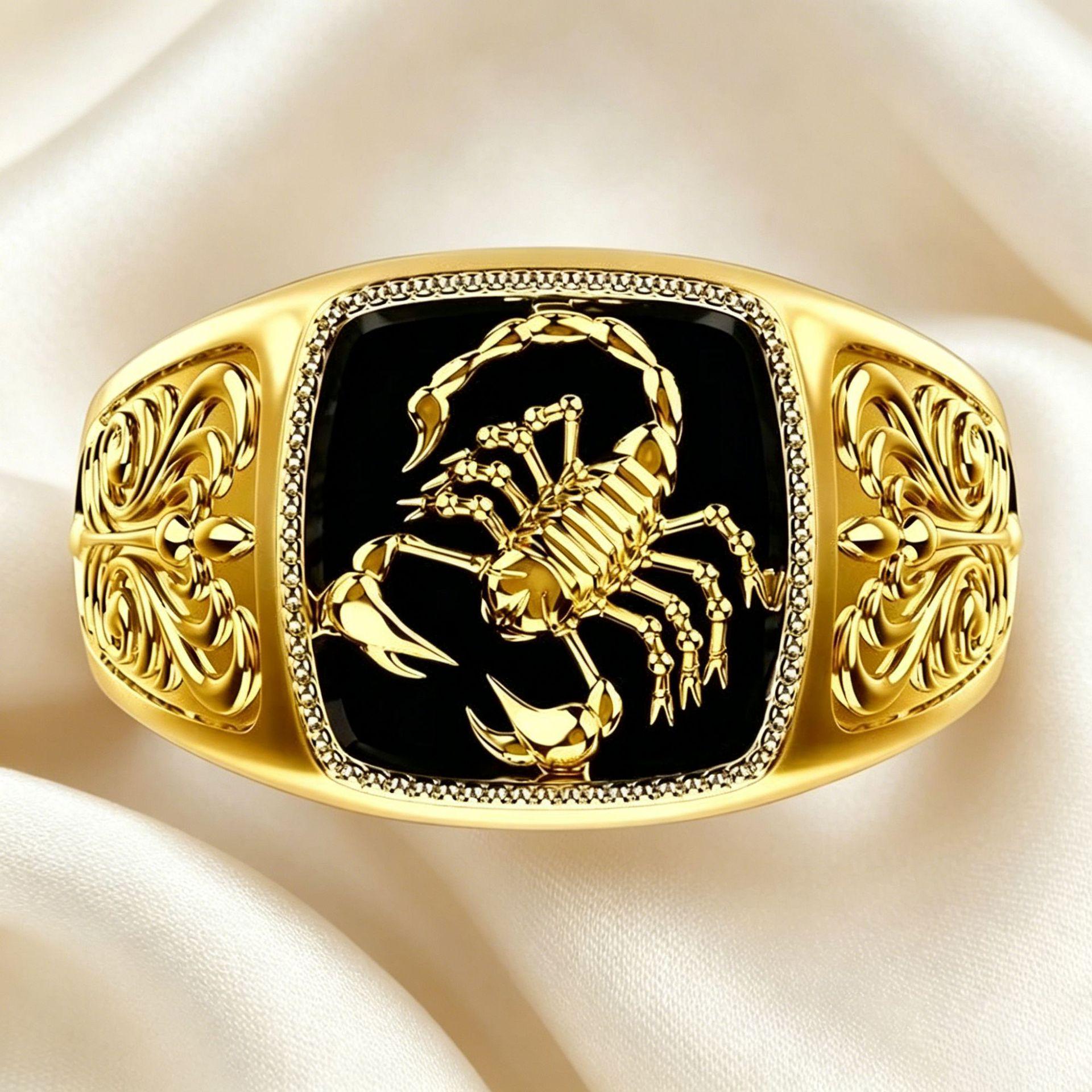 Yanbai Scorpion Enamel Punk Ring - Retro Simple Index Finger Jewelry Size 7