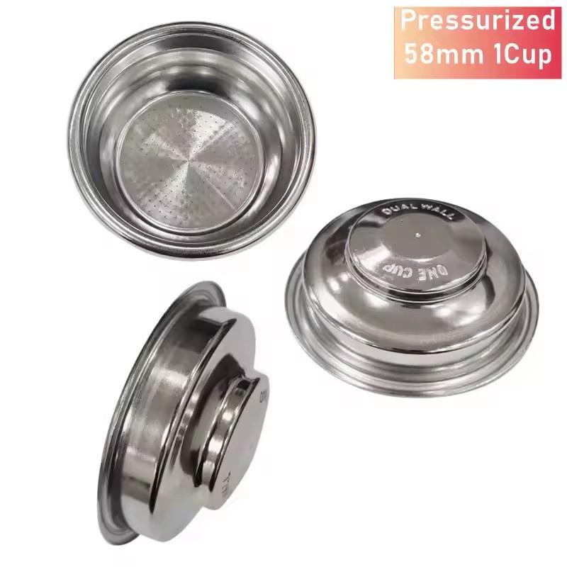 58mm 2Ear Stainless Steel Single/Double Mouth Portafilter Bottomless with Coffee Brush for Expobar/LeLit/WEGA E61 Coffee Machine