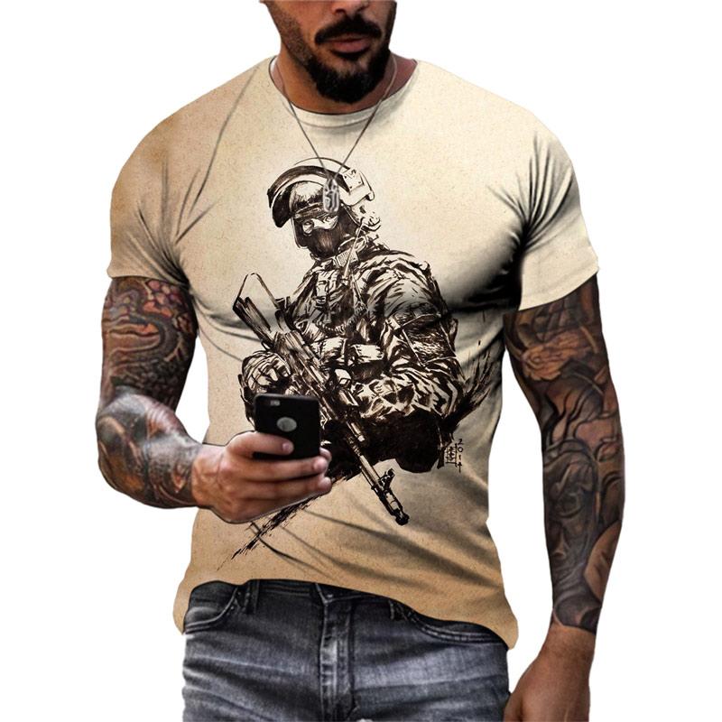 Männer Sommer Kurzarm O Hals 3D-Druck T-Shirt