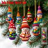 16 Stück 2D Flache Schneemann Holzornamente Gestrickter Stil Bunt Weihnachtsbaum Hängende Ornamente mit Bändern DIY