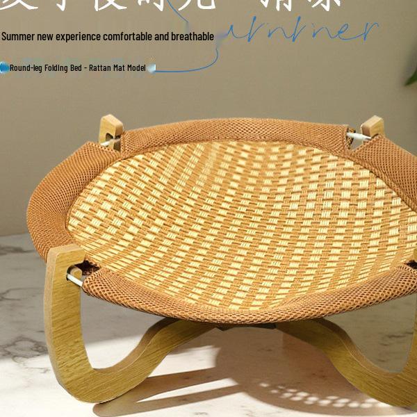 

Four-Season Rattan Folding Cat Hammock: Removable, Washable, Small Pet Bed Round folding bed, diameter 45cm