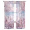 Christmas Snow Scene Pink Curtains For Living Room Bedroom Home Decoration Window Voile Tulle Curtain Drapes