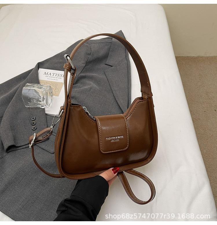 Simple underarm bag women's new trendy popular texture niche baguette bag fashionable versatile single shoulder crossbody crescent bag