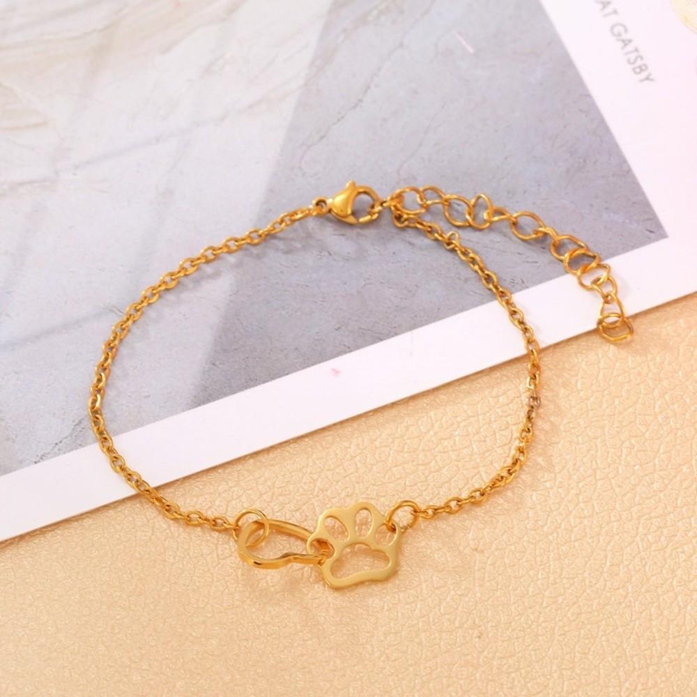 Bracelet Sceau Chien Amour Fin Chaîne de Pied Patte de Chien Simple Mode Bracelet d'Amitié pour Amoureux Accessoire pour la Main