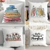 Living Room Sofa Office Chair Cushion Cover Book Letter Print Cushion Cover Suitable for Home Decoration Pillow Cover
