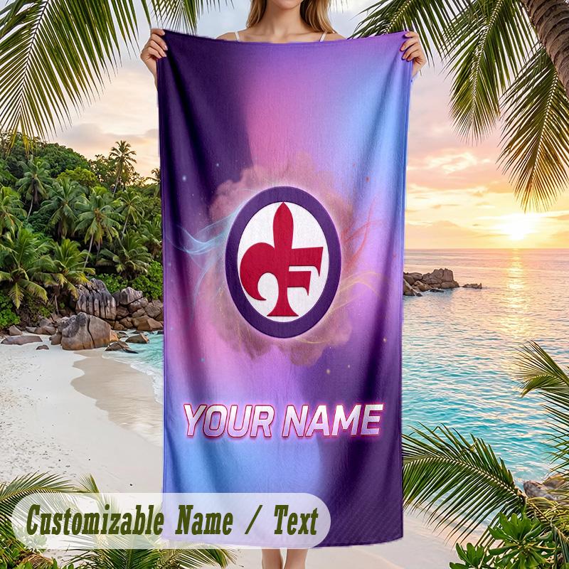 Beach Towel Fiorentina FC Print Custom Name Text Soft Towel for Swimming Pool