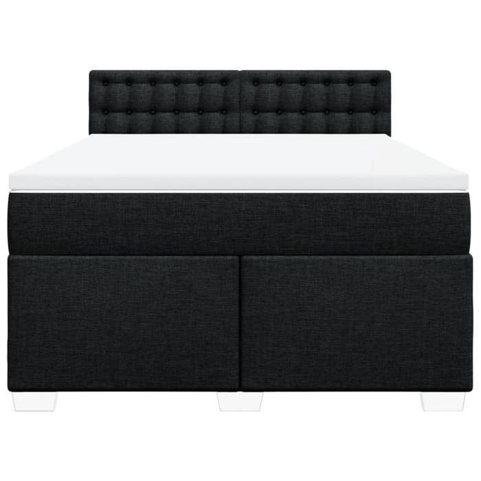 Maison Exclusive - Bed Slat Base with Mattress Black 140x200 Cm Fabric