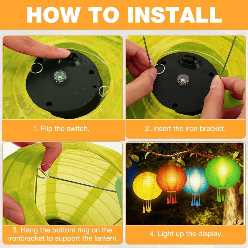 4 Stück Solarlaternen für den Außenbereich, 25 cm Hängende Solarlichter Garten Außenbereich, Solarlaternen für den Außenbereich mit 4 Quasten, LED Solare Gartenlaternen, Solar