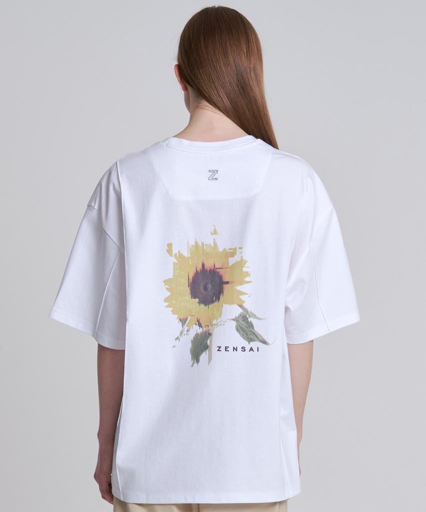 ZENSAI Big Flower Pocket T-Shirt White