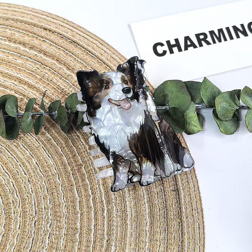 1 Stück niedliche mittlere Tier-Haarspange, lockiger Shiba Inu Corgi Welpe Acryl-Klammer Cartoon-Haarspange Pan-Haar Haiklammer