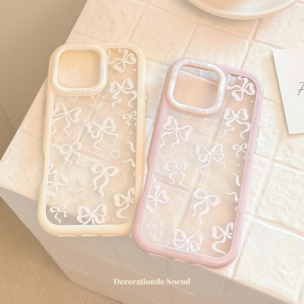 Applicable To Apple 16promax Mobile Phone Case Pearl Bow Iphone15 Temperament 13 Anti-fall 14 Acrylic 12