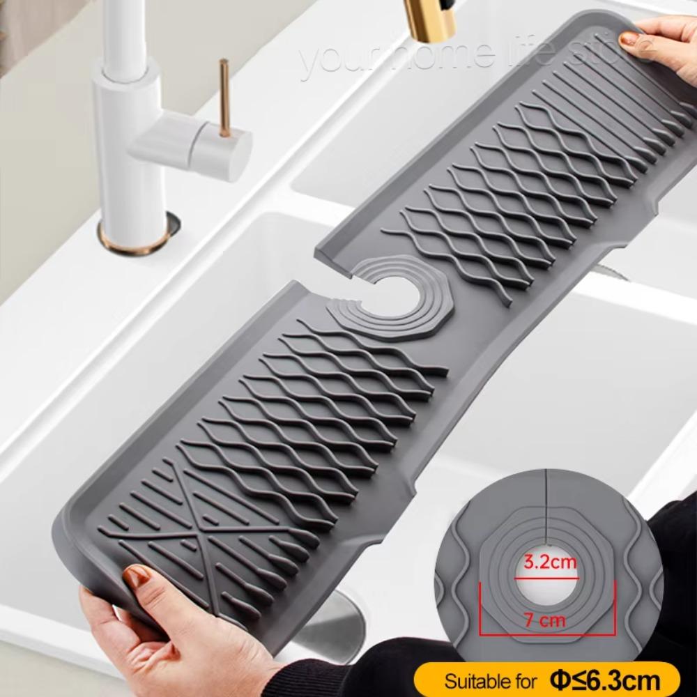 Extended Faucet Splash Guard Silicone Sink Protectors Mat Easy To Stall Sink Draining Pad  Hotel