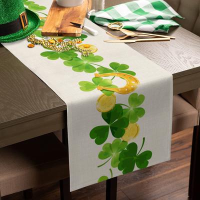 St .Patrick's Day Shamrock Monede de aur Steagul de masă Decor de nuntă Husă de masă Festiv Home Decor Bucătărie Față de masă