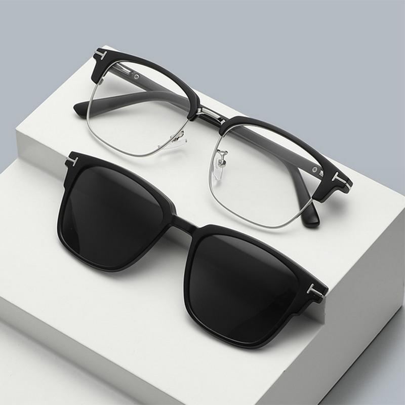 2373 New Retro Set Of Sunglasses For Men Women Square Frame Magnetic Clip Sun Glasses TR Frame -0.5 -1.0 -2 -2.5 -3.0 to -6
