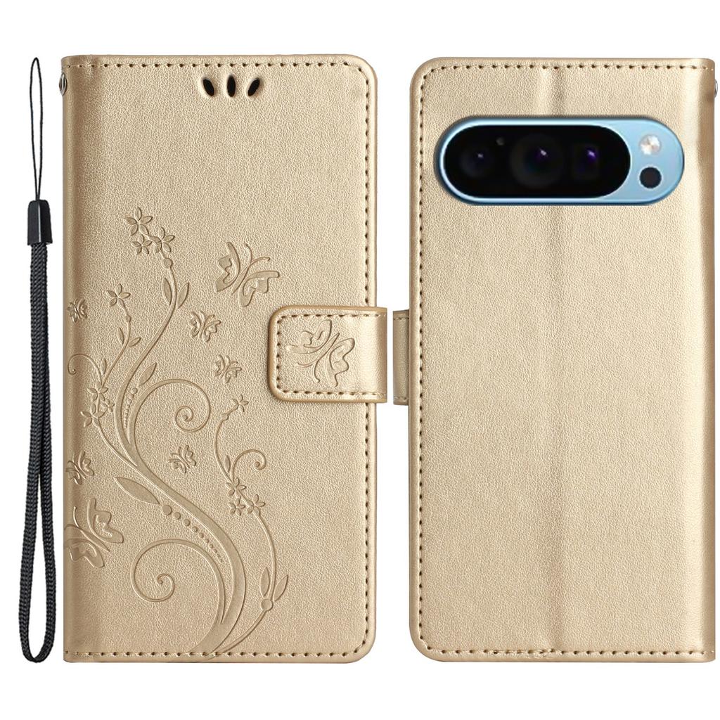 For Google Pixel 9 Pro XL Cell Phone Case Butterfly Imprinted Anti-Scratch Leather Wallet Cover
