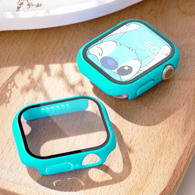 Tempered Glass+cover For Apple Watch Case Accessories 45mm 41mm 44mm 40mm Screen Protector Apple watch series 9 8 7 6 SE 5 4