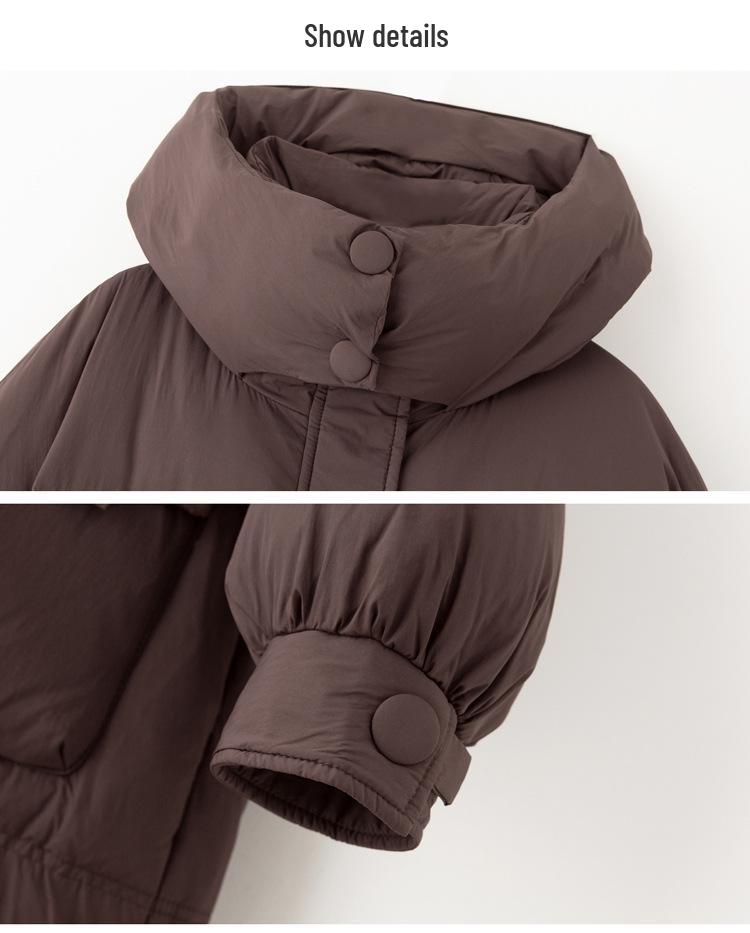 Women's High-End Extra Long White Duck Down Hooded Coat with Large Pockets - YJ6852