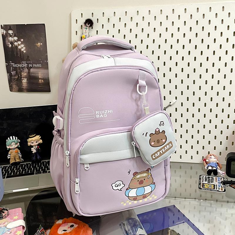 Female New Cartoon Cute Printed Backpack Male Junior High School Students and High School Students Large Capacity Leisure Bag Backpack.