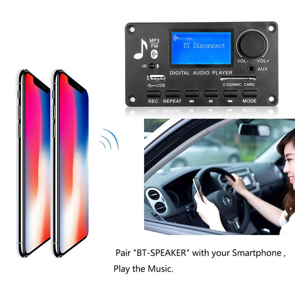 MP3 WAV Decoder Amplifier MP3 Player Bluetooth 5.0 Decoder Board Car FM Radio Module Support TF USB AUX 3.5 WAV Call Recording
