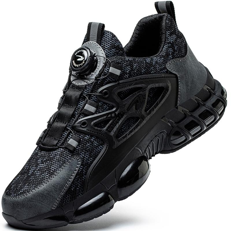 

Защитная обувь с вращающимися кнопками, мужские кроссовки со стальным носком, рабочие ботинки с защитой от проколов, мужские защитные ботинки с воздушной подушкой, противоударные мужские туфли 44