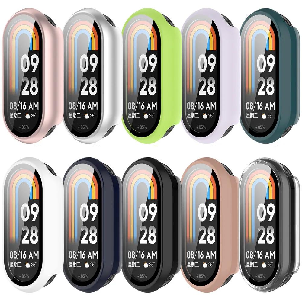 HD Glass+PC Case for Xiaomi Band 10 9 8 NFC All-around Screen Protective Tempered Shell for Mi Band 9 10 Ceramic 8 Bumper Cover