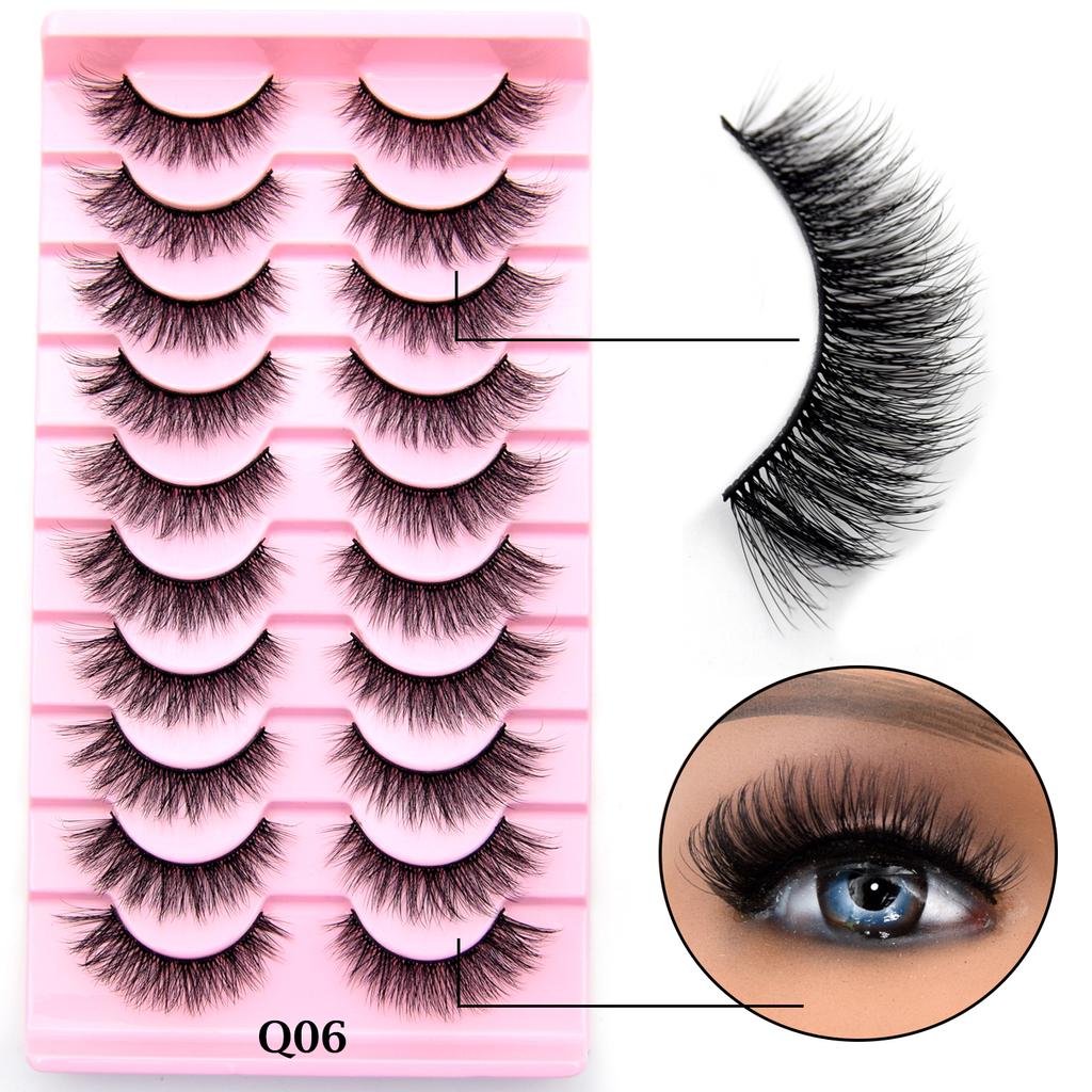 10 Pairs Eyelashes Natural Long 3D Mink Lashes Fluffy Volume Mink False Eyelashes Cruelty Free Wispy Lashes Makeup