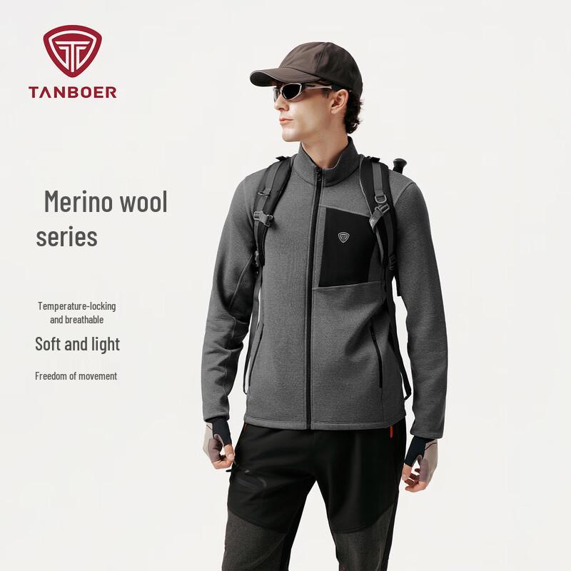 Tanboer Giacca in Pile da Uomo con Mezza Zip per Esterno