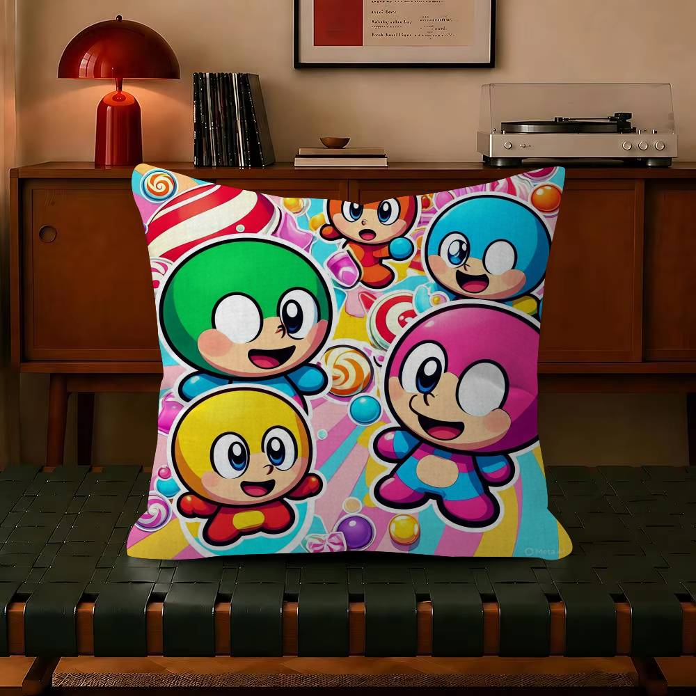 Puzzle Game B-Bubbles Bobble  Decorative Polyester Throw Pillow Cover Square Suitable for Home Office Coffee Shop Decor