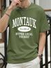Montauk New York Hyper Local Tourist Print TShirts Men Cotton Casual T Shirt Breathable Summer Sportswear Loose Crewneck Tops