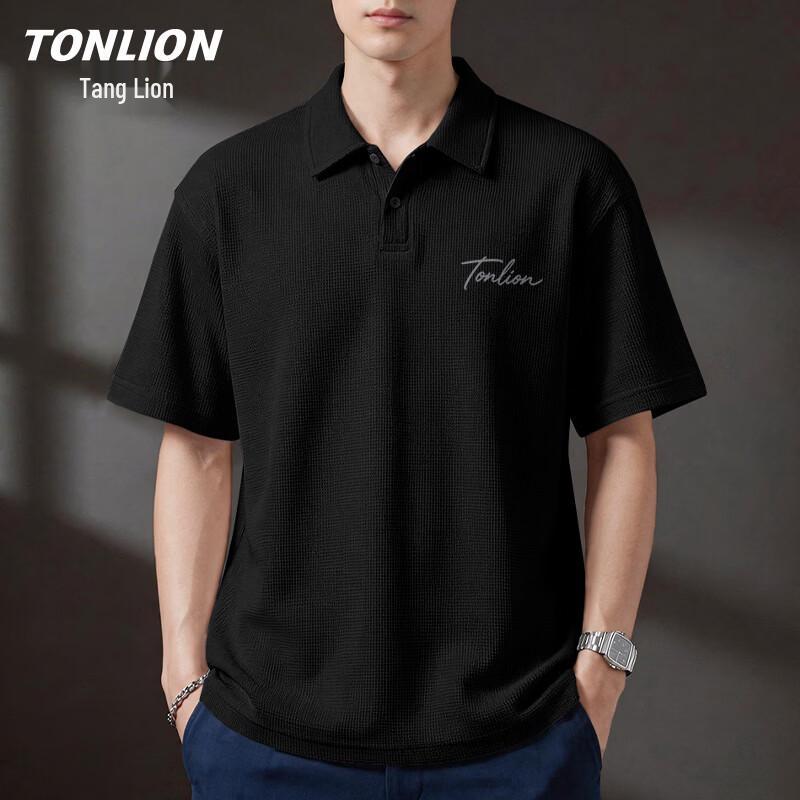 Мужская вафельная футболка-поло с коротким рукавом TonLion XL