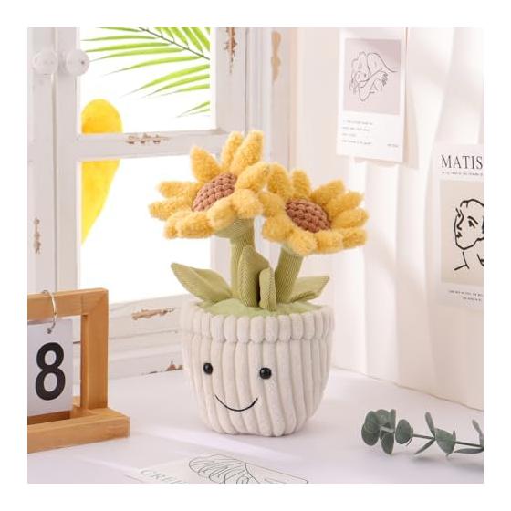 Apricot Lamb Potted Sunflower Plush, Soft and Cute, Fluffy Potted Sunflower, 23cm