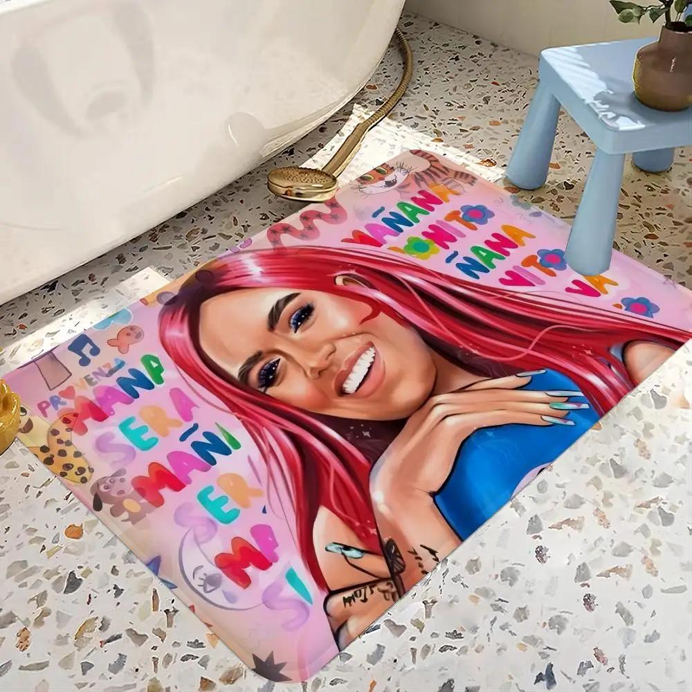 Karol G Female Singer Floor Mat Entrance Door Mat Rectangle Anti-slip Home Soft Badmat Front Door Indoor Outdoor Mat Toilet Rug