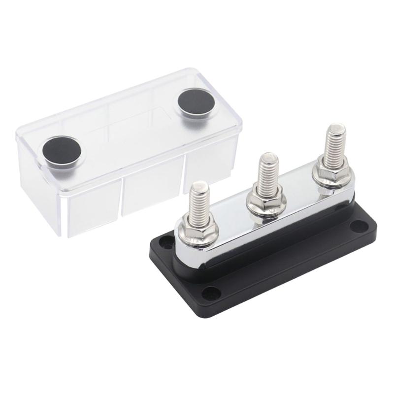 3/8" 3 Stud Power Distribution Block,Bus Bar with Cover ,High Current Wiring Stud for Marine Boats Automobiles
