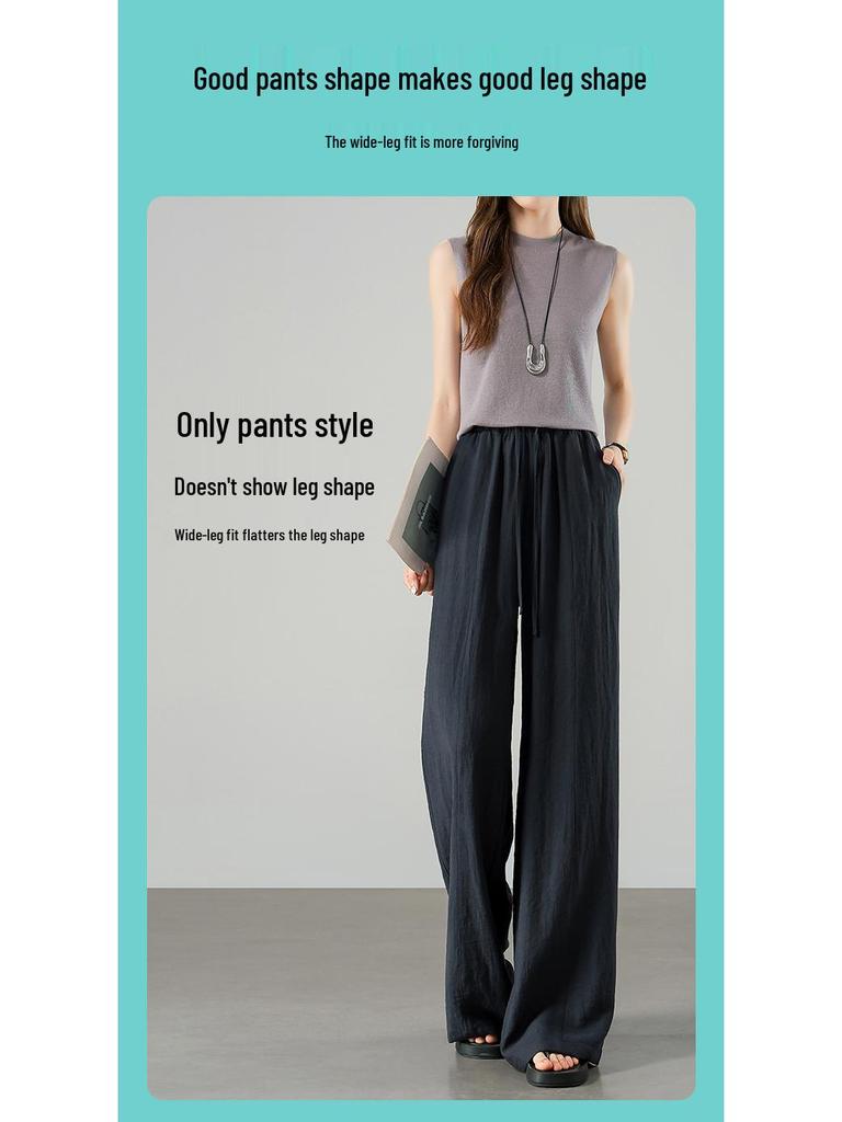 YAMAMOTO Women's Linen Pants - Summer 2026 High Waist, Drapey, Casual, Narrow Straight, Wide-Leg Style.