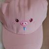 Fashion Embroidery Sunshade Duckbill Caps Adjustable Cartoon Sunshade Hat Pink Pig Baseball Cap for Women