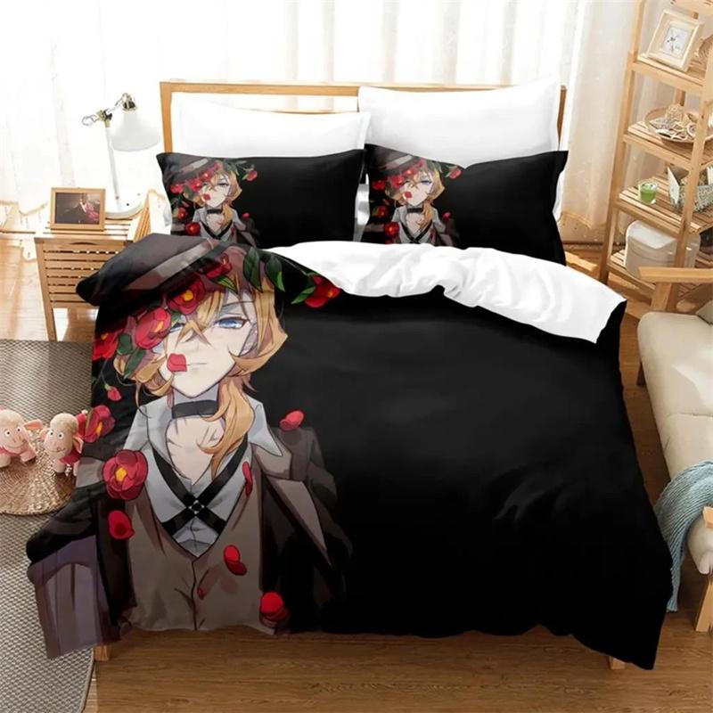 Anime Dazai Bungo Stray Dogs Bedding Set Boys Girls Twin Queen Size Duvet Cover Pillowcase Bed Kids Adult Home Textileextile