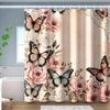 3D Butterfly Flower Shower Curtain: Thickened Waterproof Polyester PEVA for Bathroom