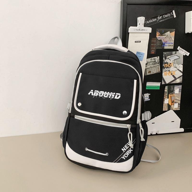 

New student schoolbag women s durable printed computer backpack casual simple large capacity backpack men чорний