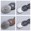 Zinc Zinc Alloy Cowgirl Buckle Belt Jeans Decor Oval PU Hollow Belt Cowboy Waistband  Waist Accessories